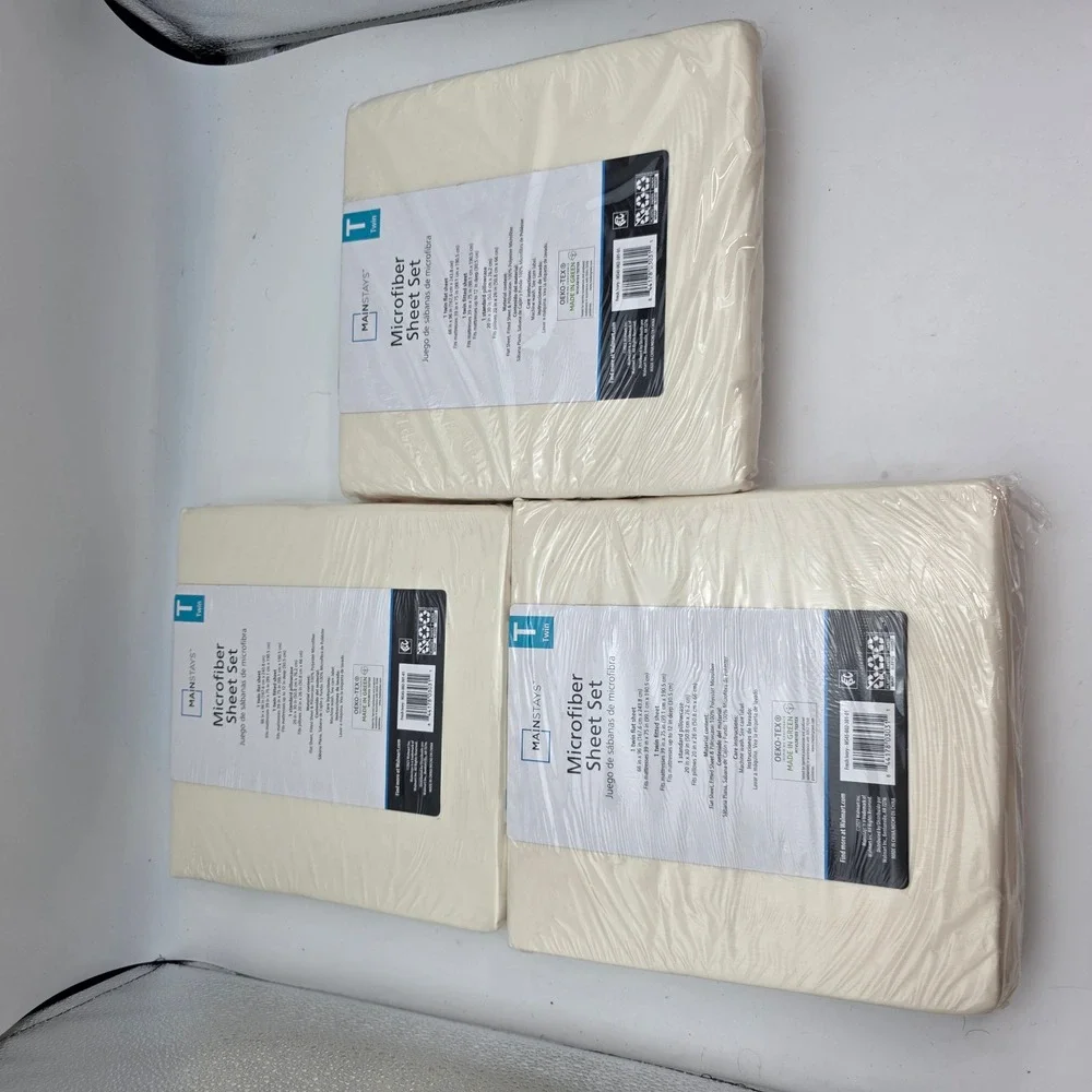 Mainstays Twin Microfiber Sheet Set Fresh Ivory 3 Piece MS45-002-301-01 O4